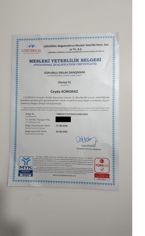 MESLEKİ YETERLİLİK BELGESİ
